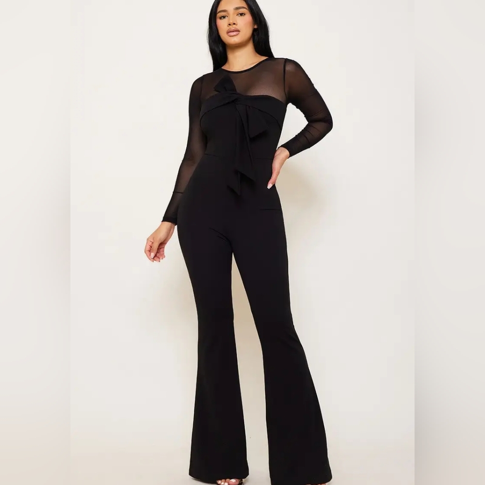 NWOT SYMPHONY Elegant Black Jumpsuit With Bow